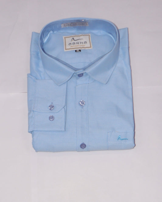 BSG Men's Solid Sky Blue Cotton Casual Shirt