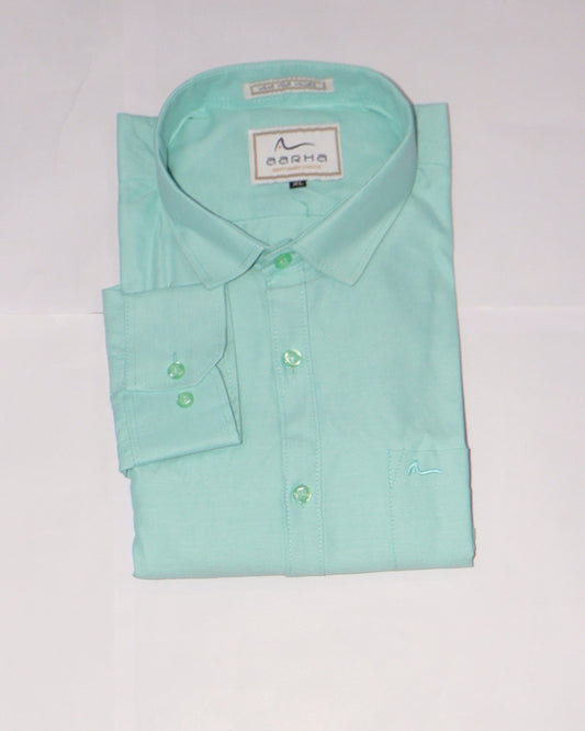 BSG Men's Solid Green Cotton Casual Shirt