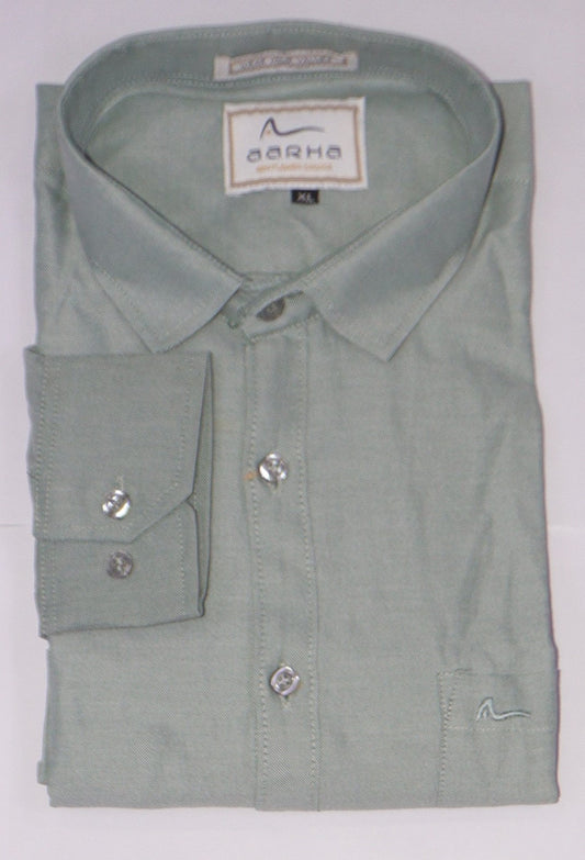 BSG Men's Solid Ash Grey Cotton Casual Shirt