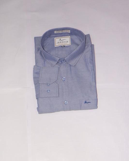 BSG Men's Solid Blue Cotton Casual Shirt