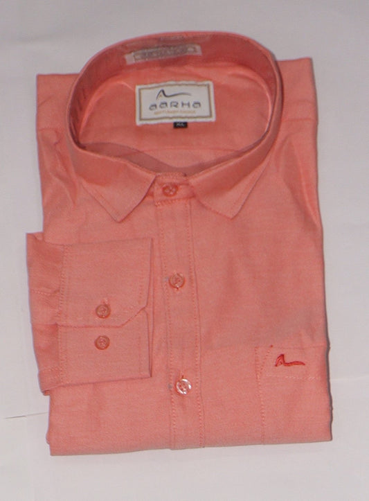 BSG Men's Solid Orange Cotton Casual Shirt