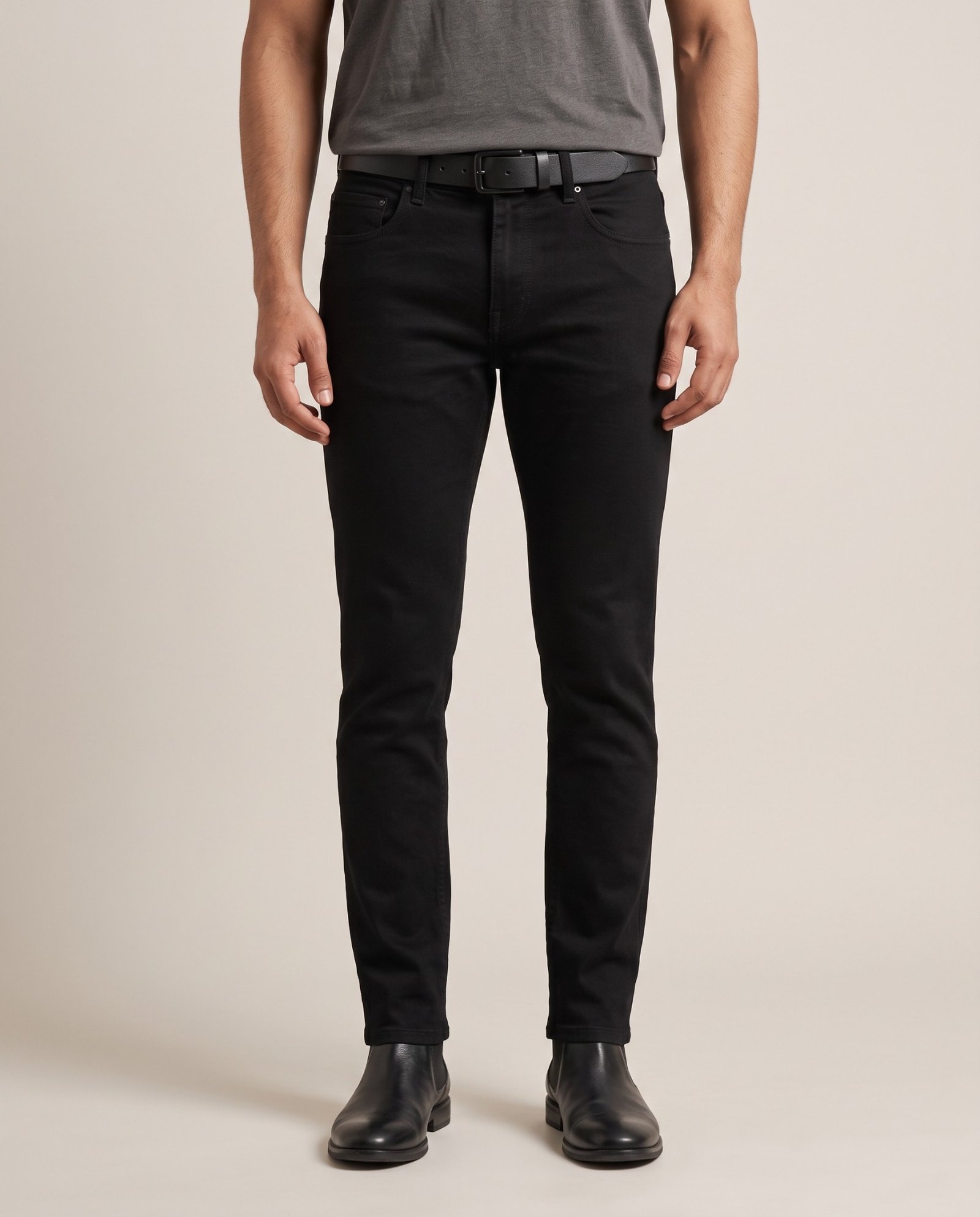 Black slim fit jeans – front view