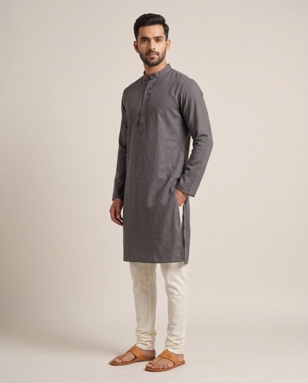 Charcoal Mandarin Collar Kurta