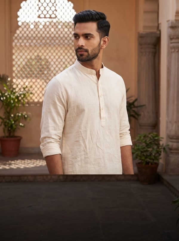 Off-White Linen Kurta — alternate view