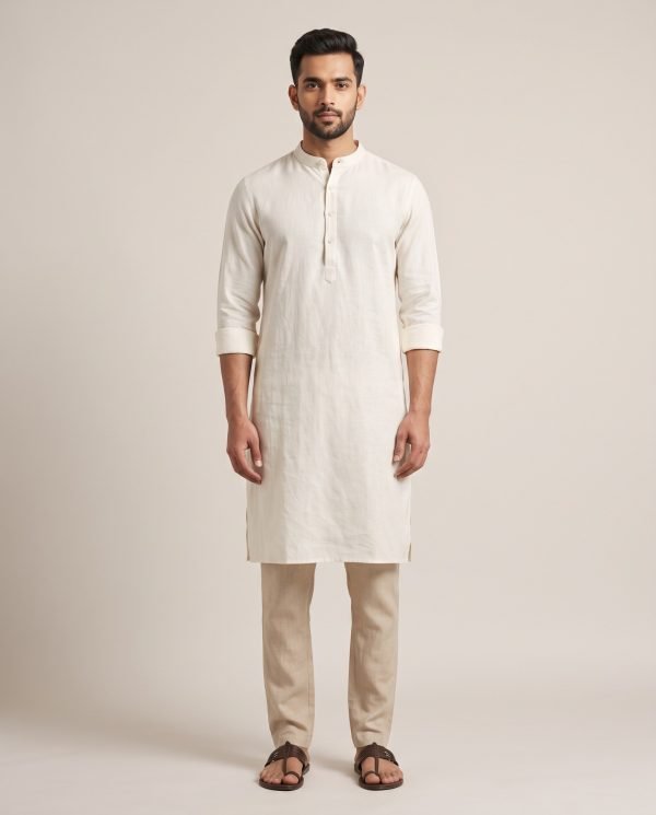 Off-White Linen Kurta