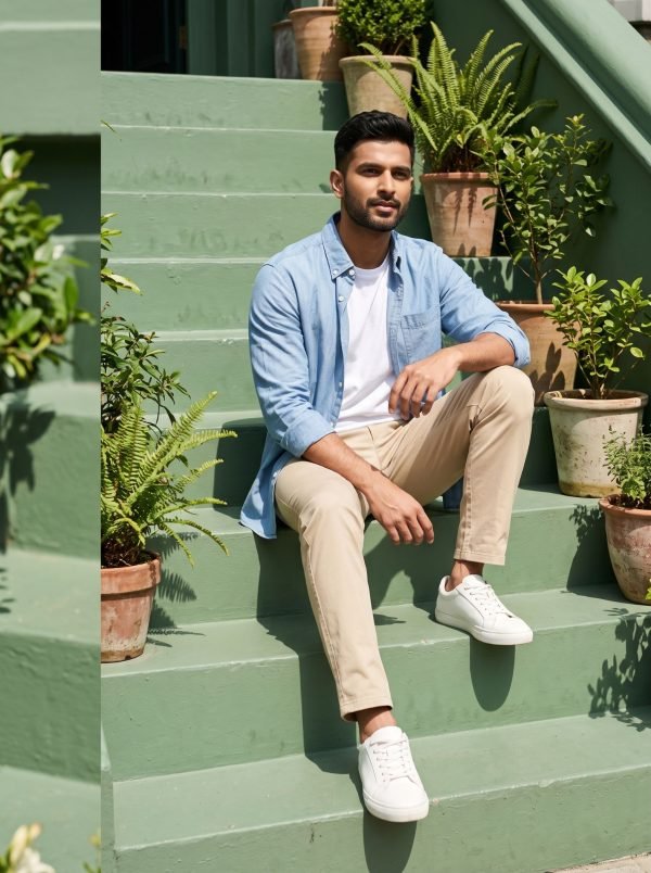 Tapered Chino Trousers — Sand — alternate view