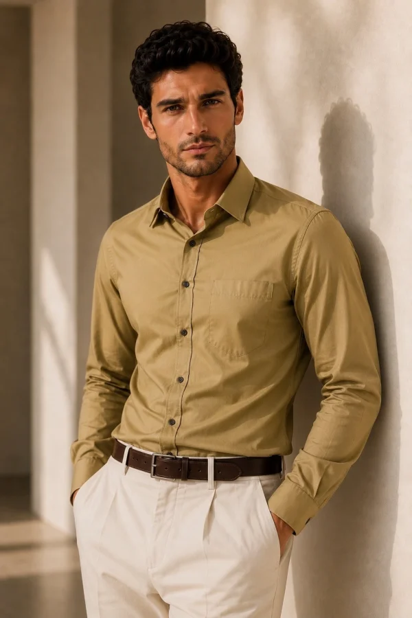 Olive Khaki Full-Sleeve Shirt